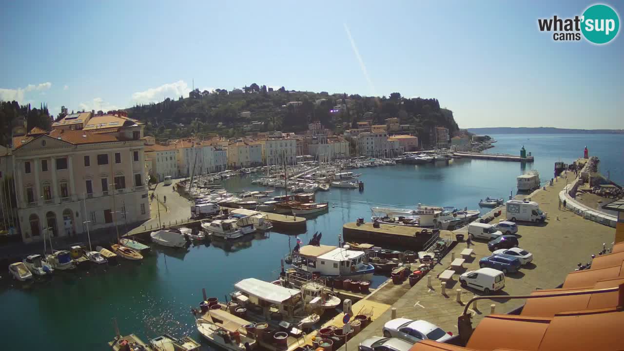 Webcam en direct de Piran “Mandrač” – Incroyable vue en direct de la Villa Piranesi