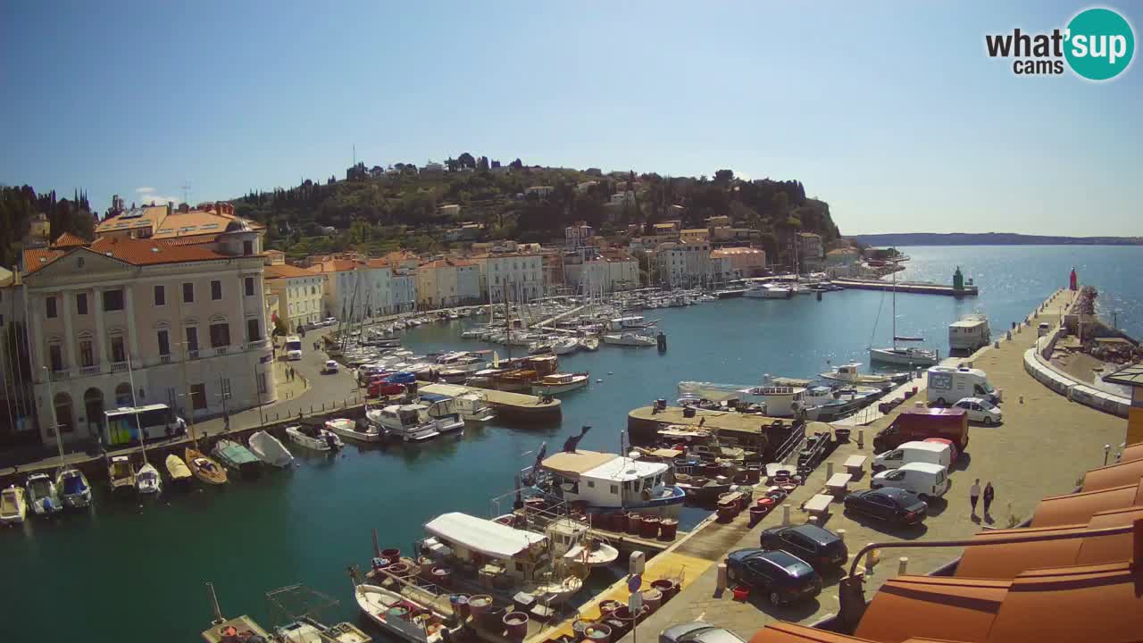Webcam en direct de Piran “Mandrač” – Incroyable vue en direct de la Villa Piranesi