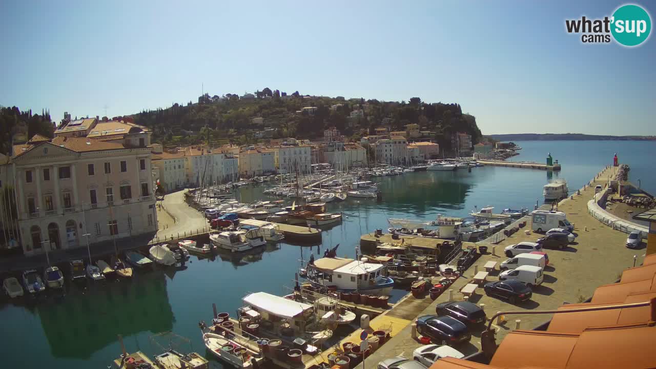 Webcam en direct de Piran “Mandrač” – Incroyable vue en direct de la Villa Piranesi