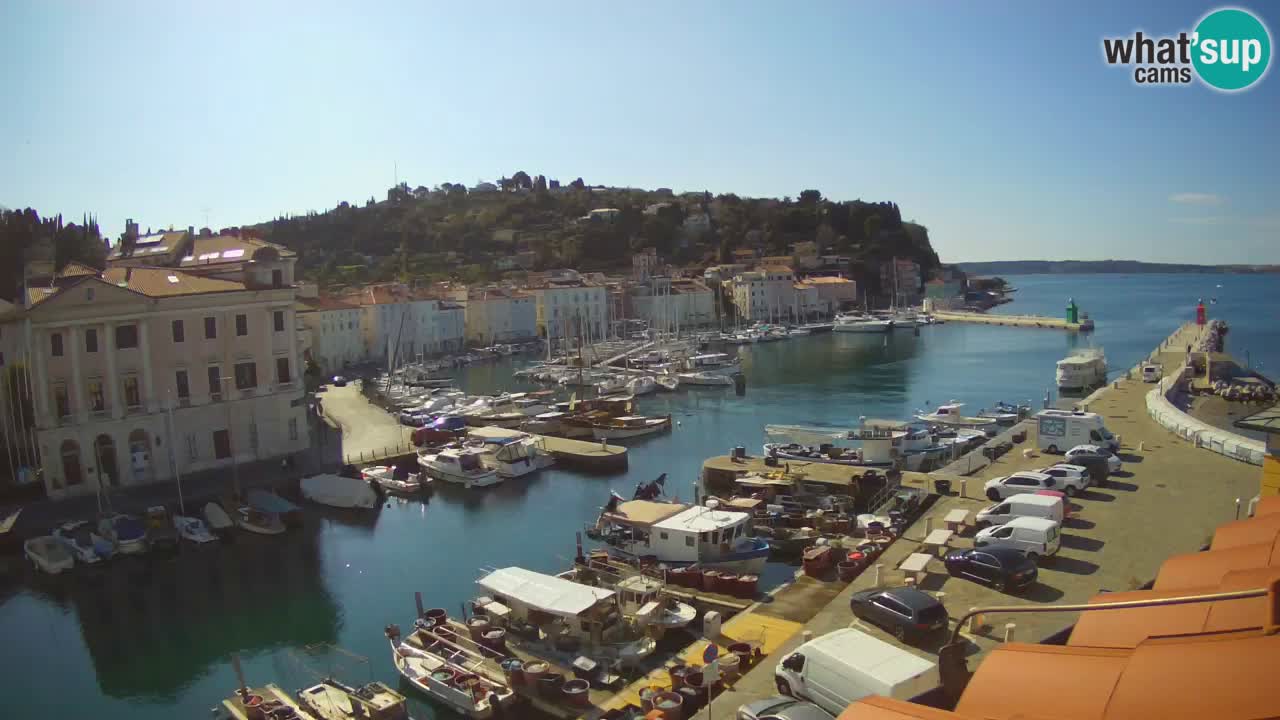 Webcam en direct de Piran “Mandrač” – Incroyable vue en direct de la Villa Piranesi