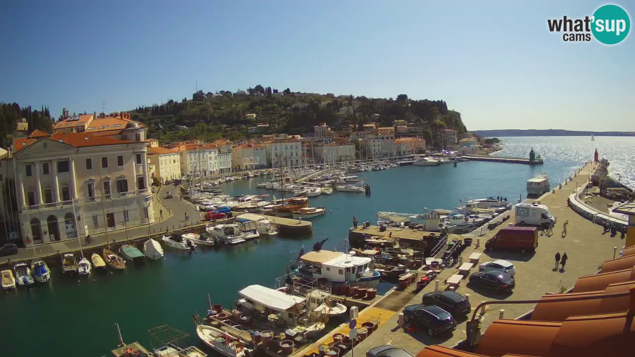 Webcam en direct de Piran “Mandrač” – Incroyable vue en direct de la Villa Piranesi