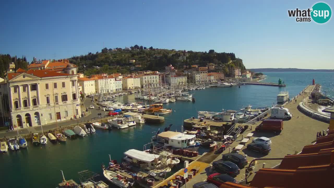 Webcam en direct de Piran “Mandrač” – Incroyable vue en direct de la Villa Piranesi