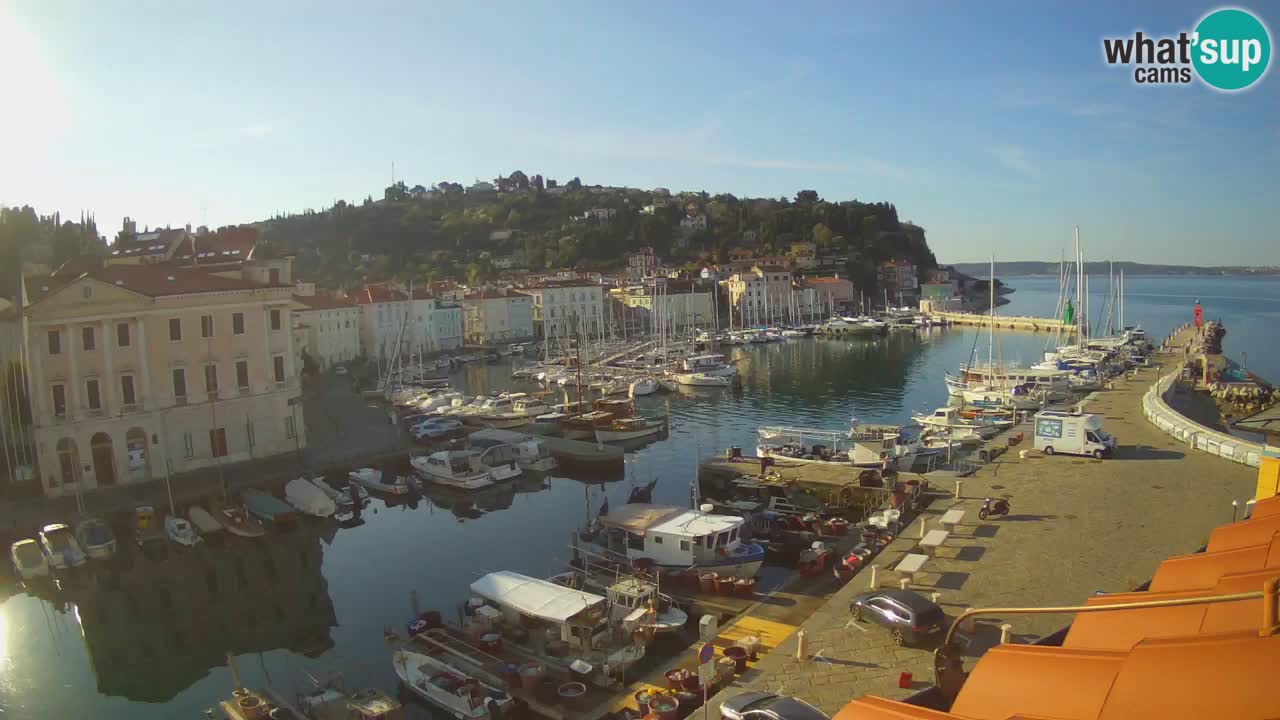 Webcam en direct de Piran “Mandrač” – Incroyable vue en direct de la Villa Piranesi