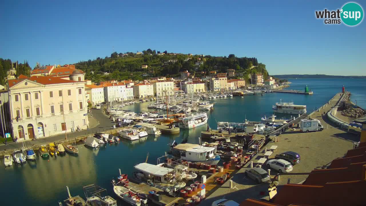 Webcam en direct de Piran “Mandrač” – Incroyable vue en direct de la Villa Piranesi