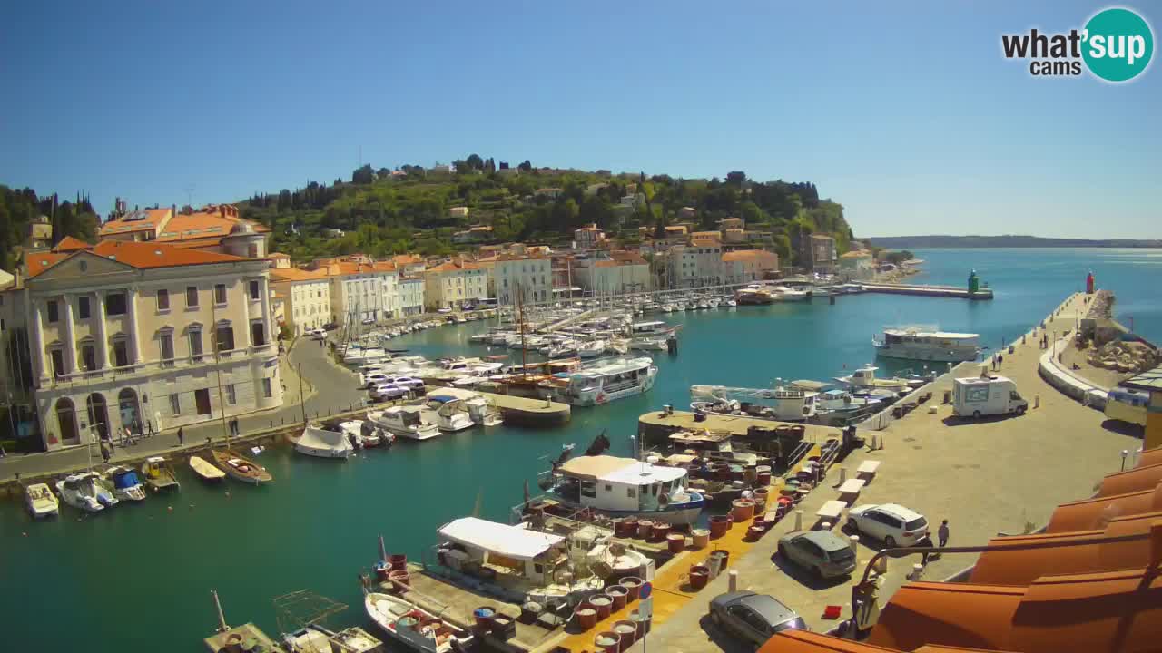 Webcam en direct de Piran “Mandrač” – Incroyable vue en direct de la Villa Piranesi