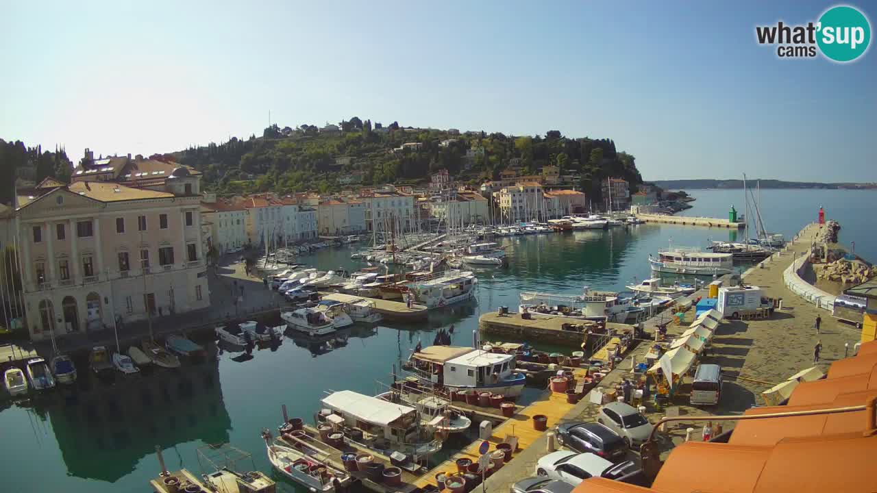 Webcam en direct de Piran “Mandrač” – Incroyable vue en direct de la Villa Piranesi