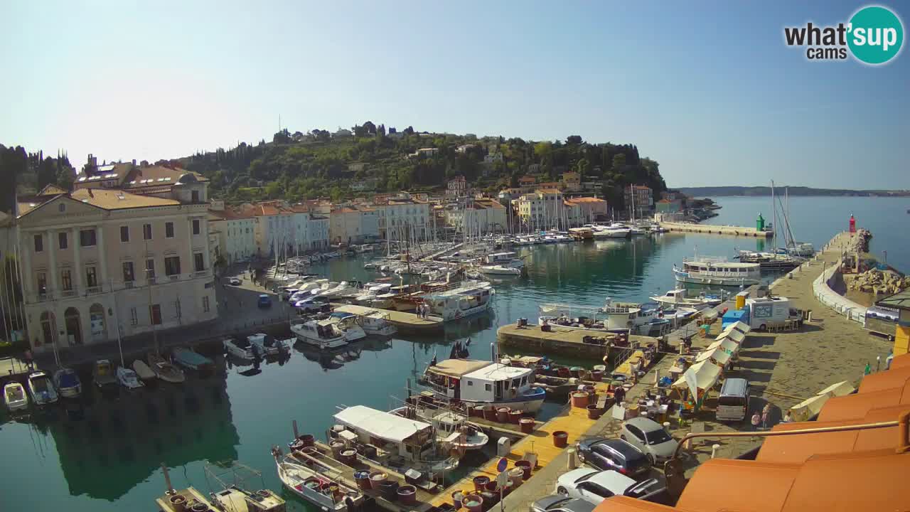 Webcam en direct de Piran “Mandrač” – Incroyable vue en direct de la Villa Piranesi