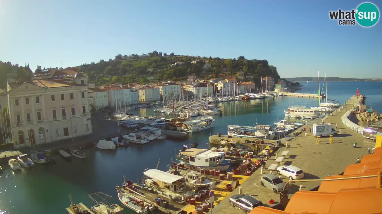 Webcam en direct de Piran “Mandrač” – Incroyable vue en direct de la Villa Piranesi