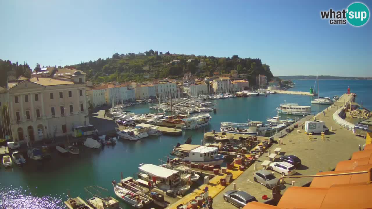 Webcam en direct de Piran “Mandrač” – Incroyable vue en direct de la Villa Piranesi