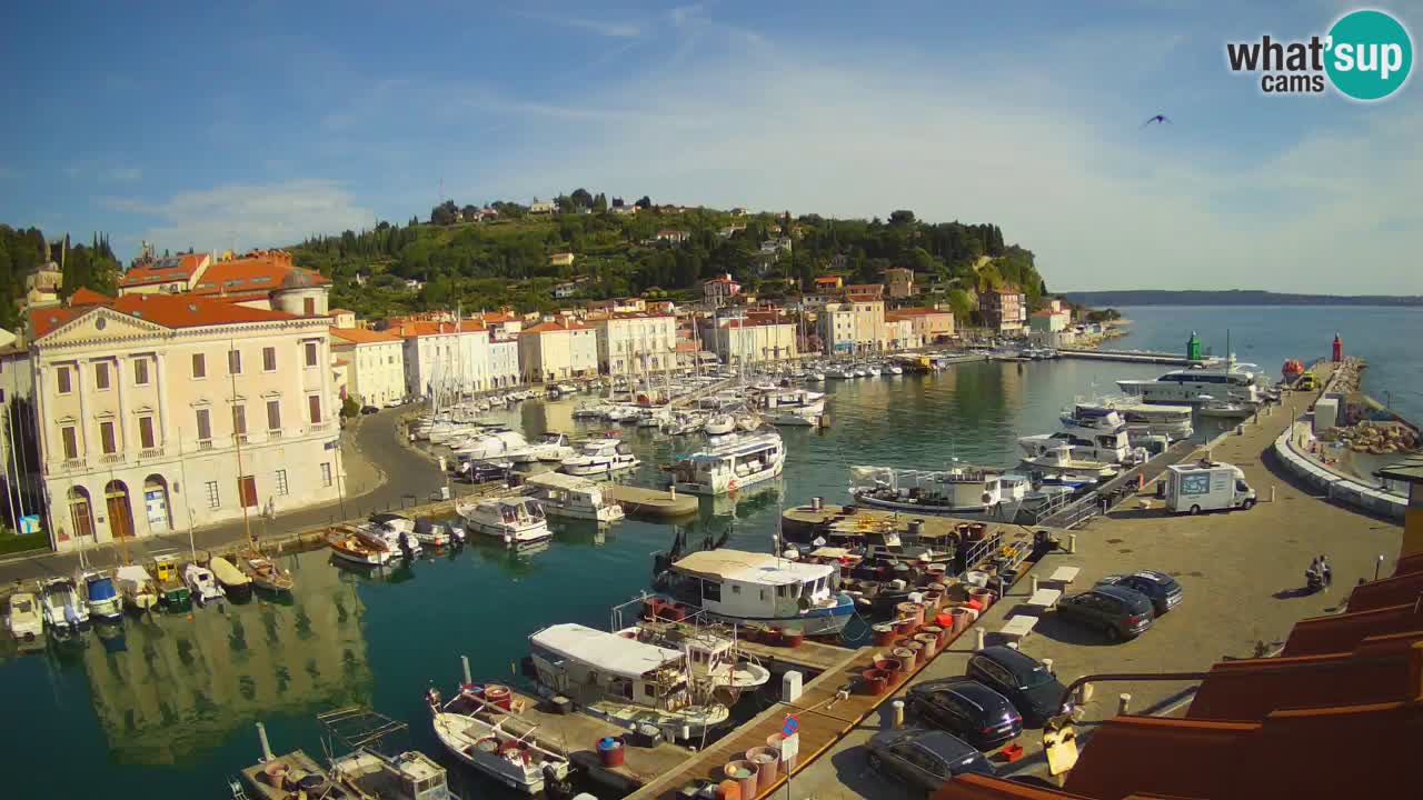 Webcam en direct de Piran “Mandrač” – Incroyable vue en direct de la Villa Piranesi