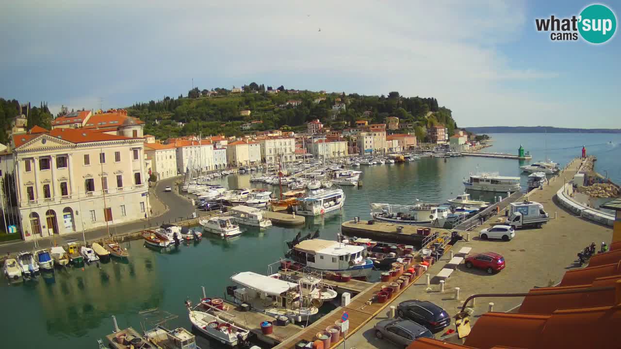 Webcam en direct de Piran “Mandrač” – Incroyable vue en direct de la Villa Piranesi