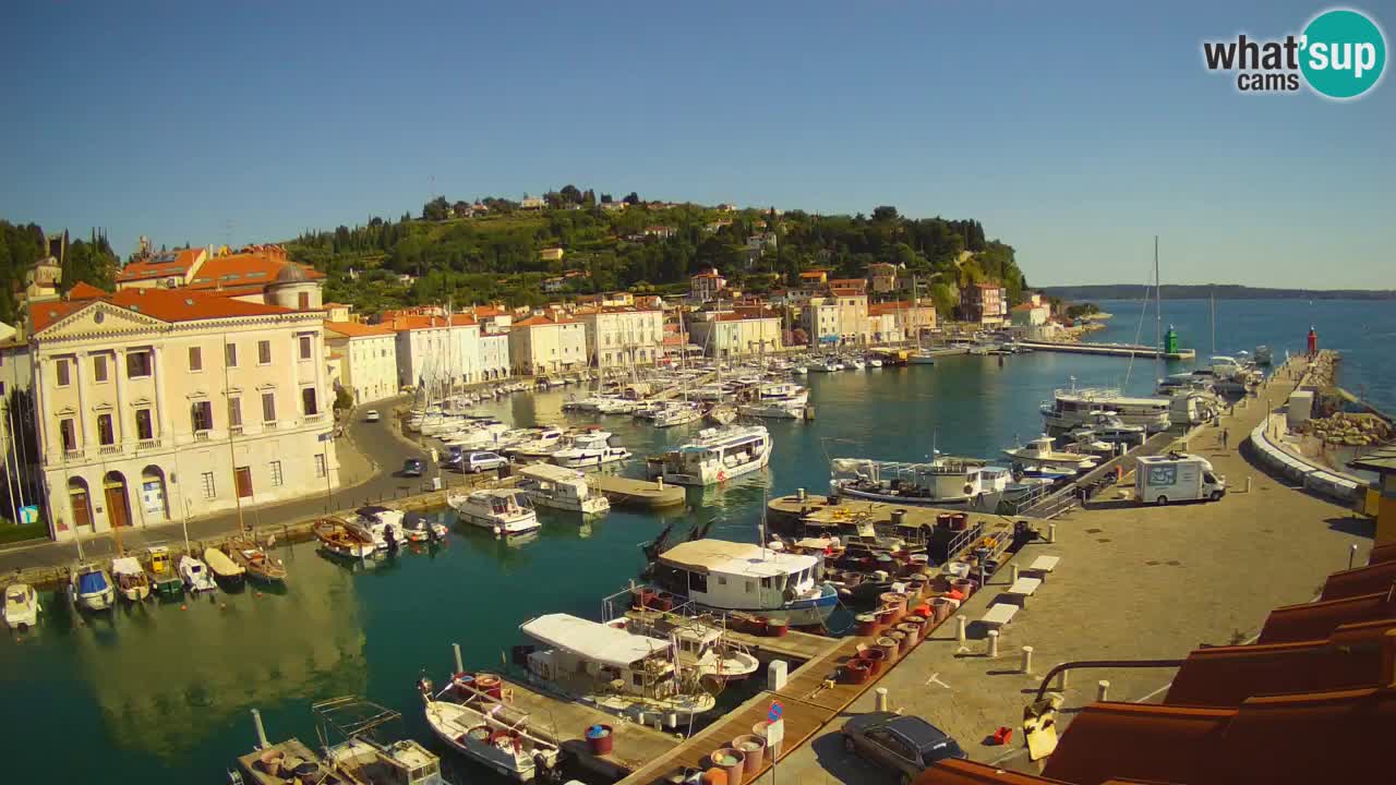 Webcam en direct de Piran “Mandrač” – Incroyable vue en direct de la Villa Piranesi