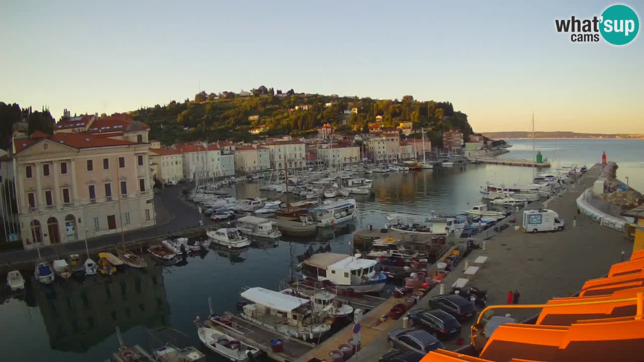 Webcam en direct de Piran “Mandrač” – Incroyable vue en direct de la Villa Piranesi