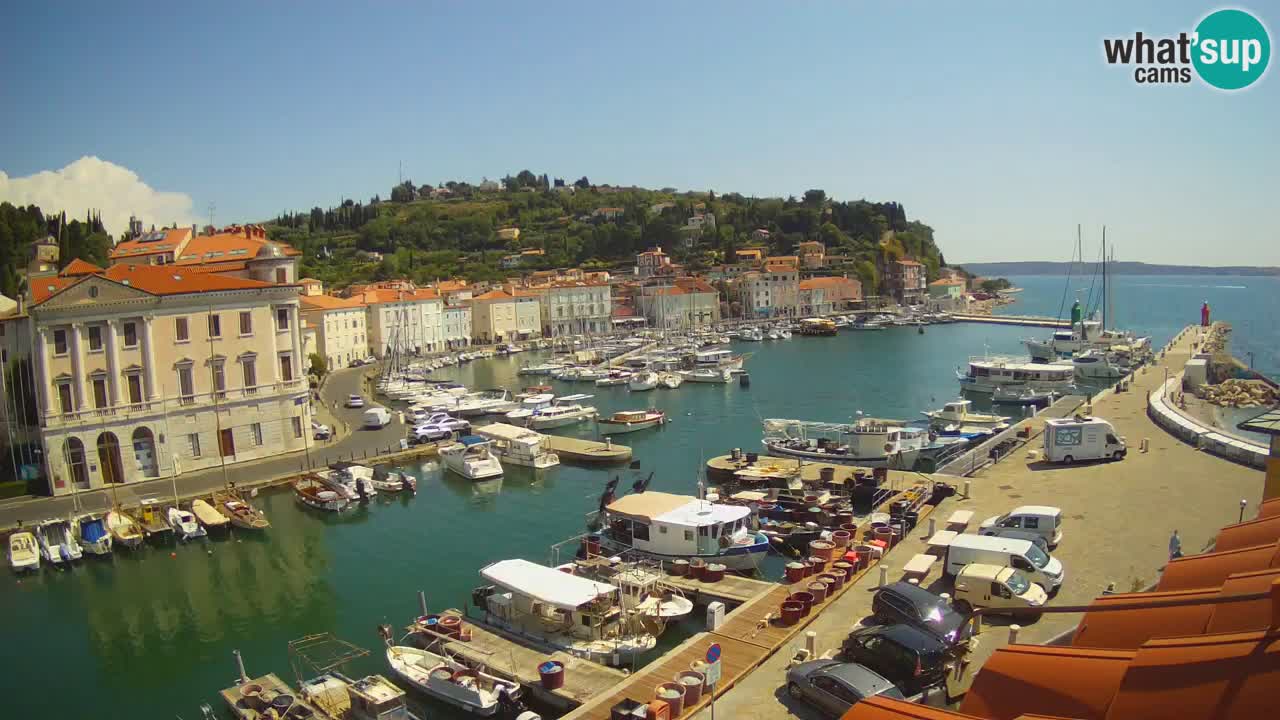 Webcam en direct de Piran “Mandrač” – Incroyable vue en direct de la Villa Piranesi
