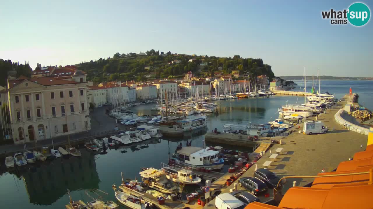 Webcam en direct de Piran “Mandrač” – Incroyable vue en direct de la Villa Piranesi