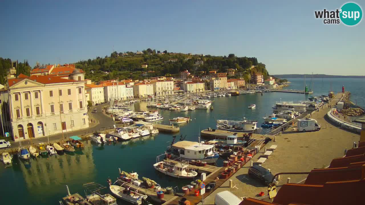 Webcam en direct de Piran “Mandrač” – Incroyable vue en direct de la Villa Piranesi