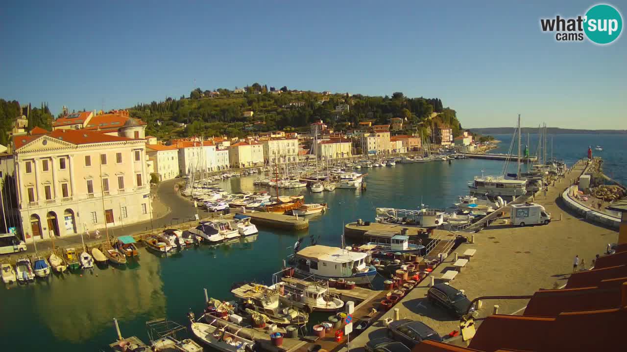 Webcam en direct de Piran “Mandrač” – Incroyable vue en direct de la Villa Piranesi