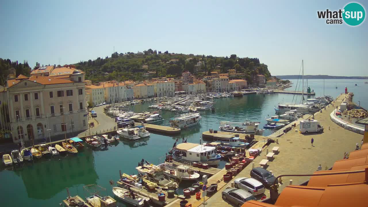 Webcam en direct de Piran “Mandrač” – Incroyable vue en direct de la Villa Piranesi