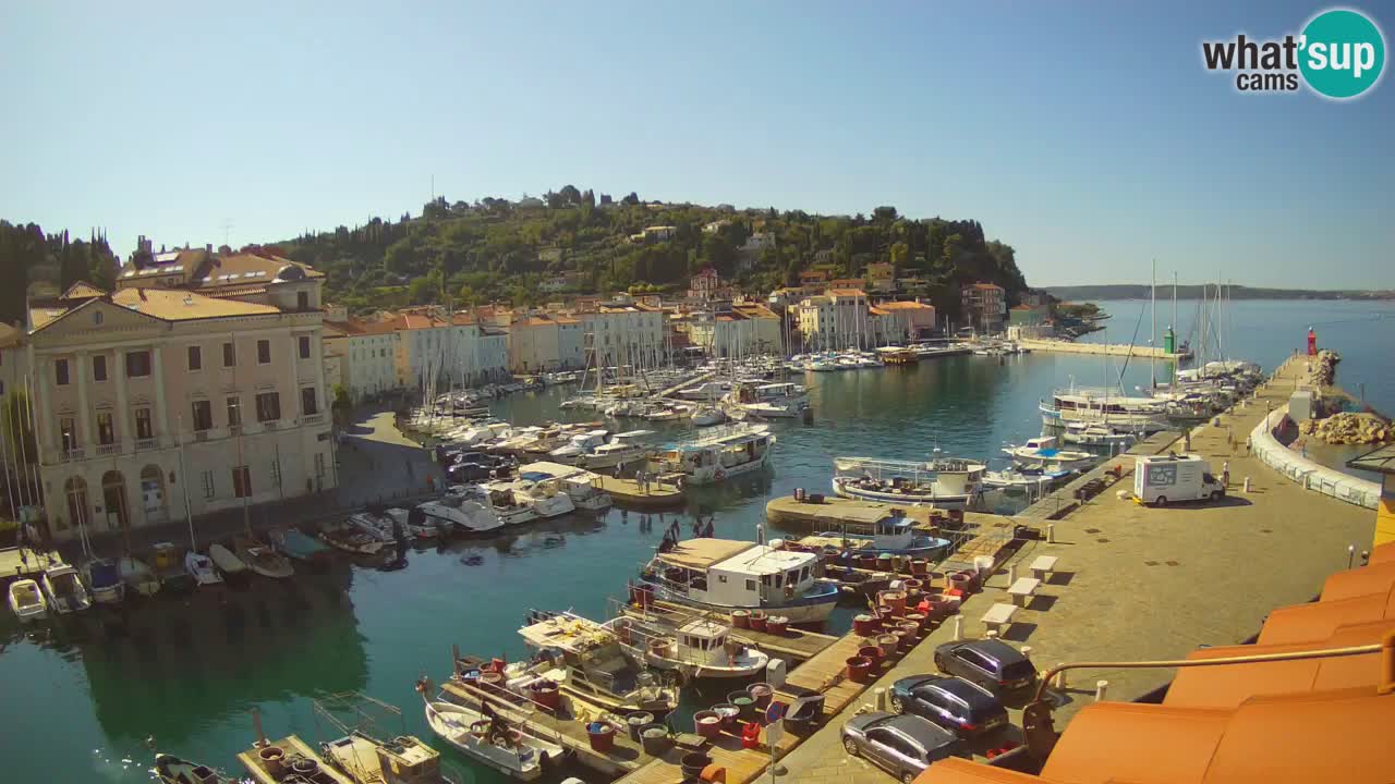 Webcam en direct de Piran “Mandrač” – Incroyable vue en direct de la Villa Piranesi