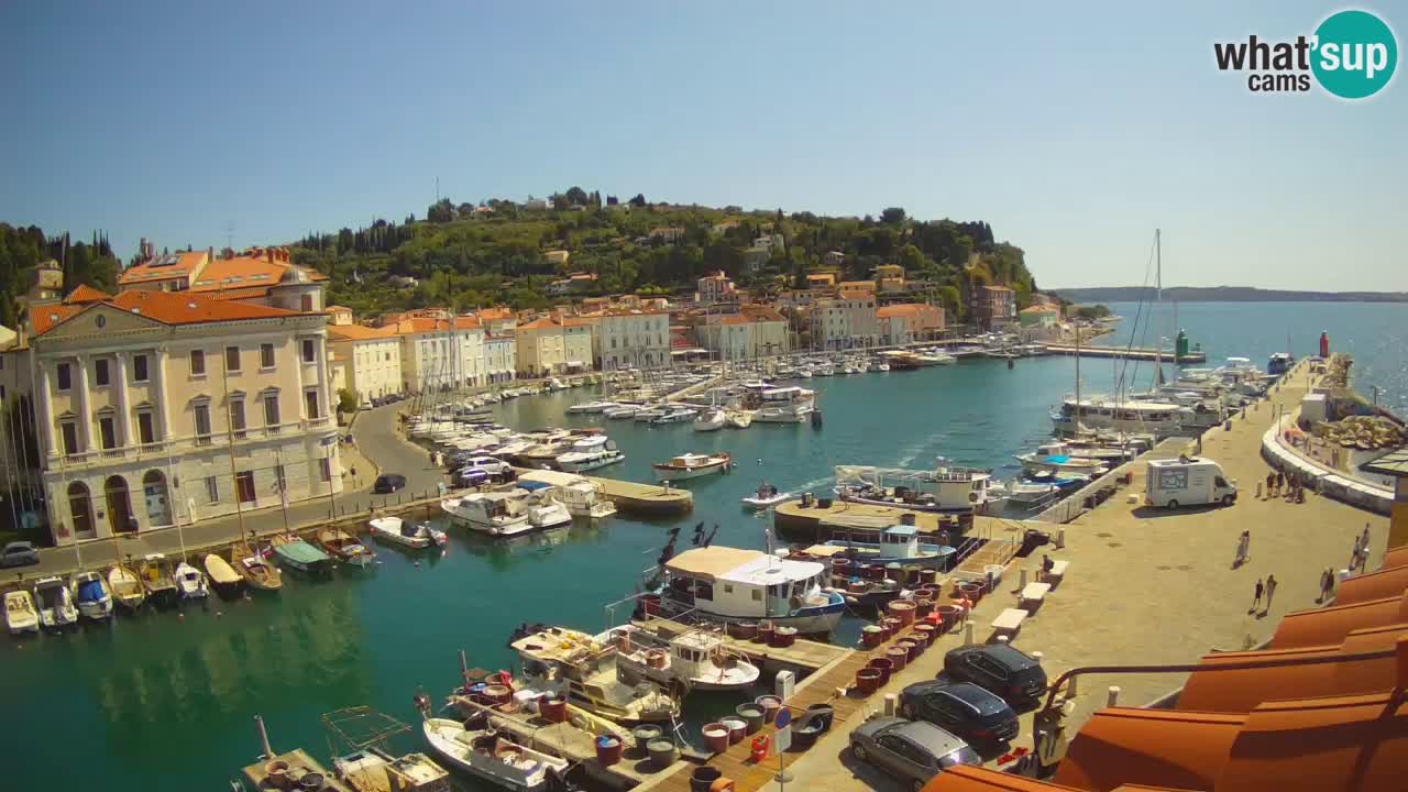 Webcam en direct de Piran “Mandrač” – Incroyable vue en direct de la Villa Piranesi