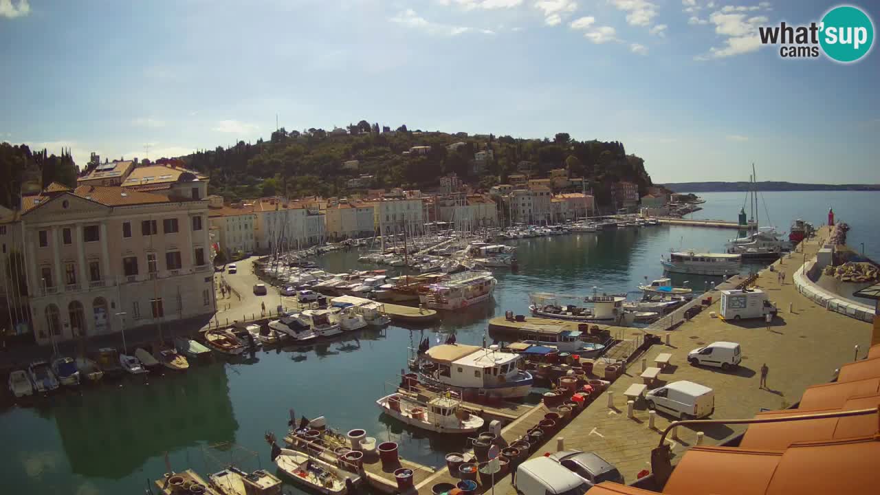Webcam en direct de Piran “Mandrač” – Incroyable vue en direct de la Villa Piranesi