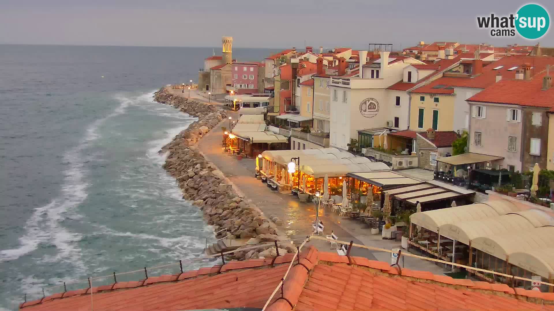 PIRAN Punta webcam | Seaside Promenade | Hotel Piran