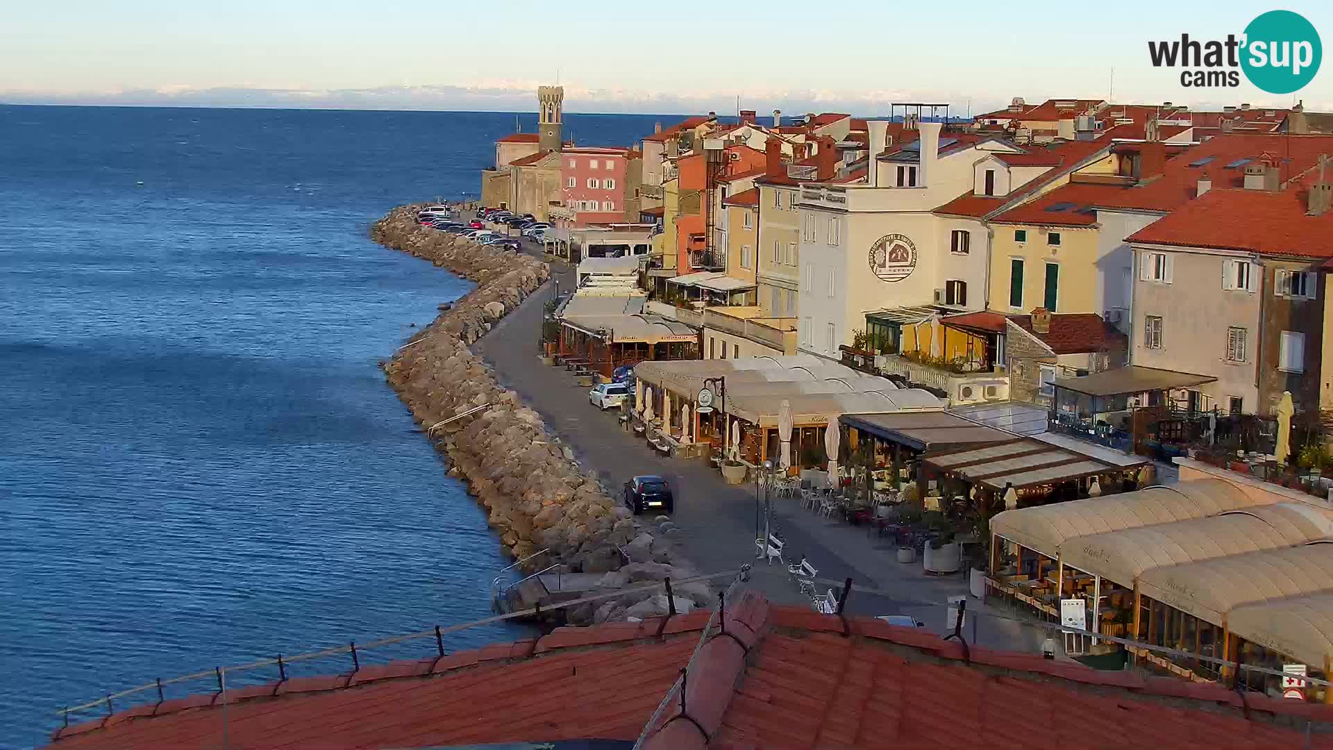 PIRAN Punta webcam | Seaside Promenade | Hotel Piran