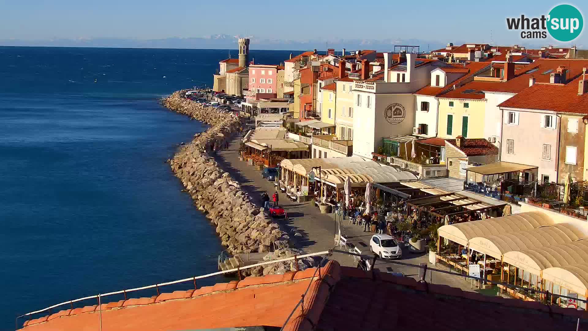 PIRAN Punta webcam | Seaside Promenade | Hotel Piran