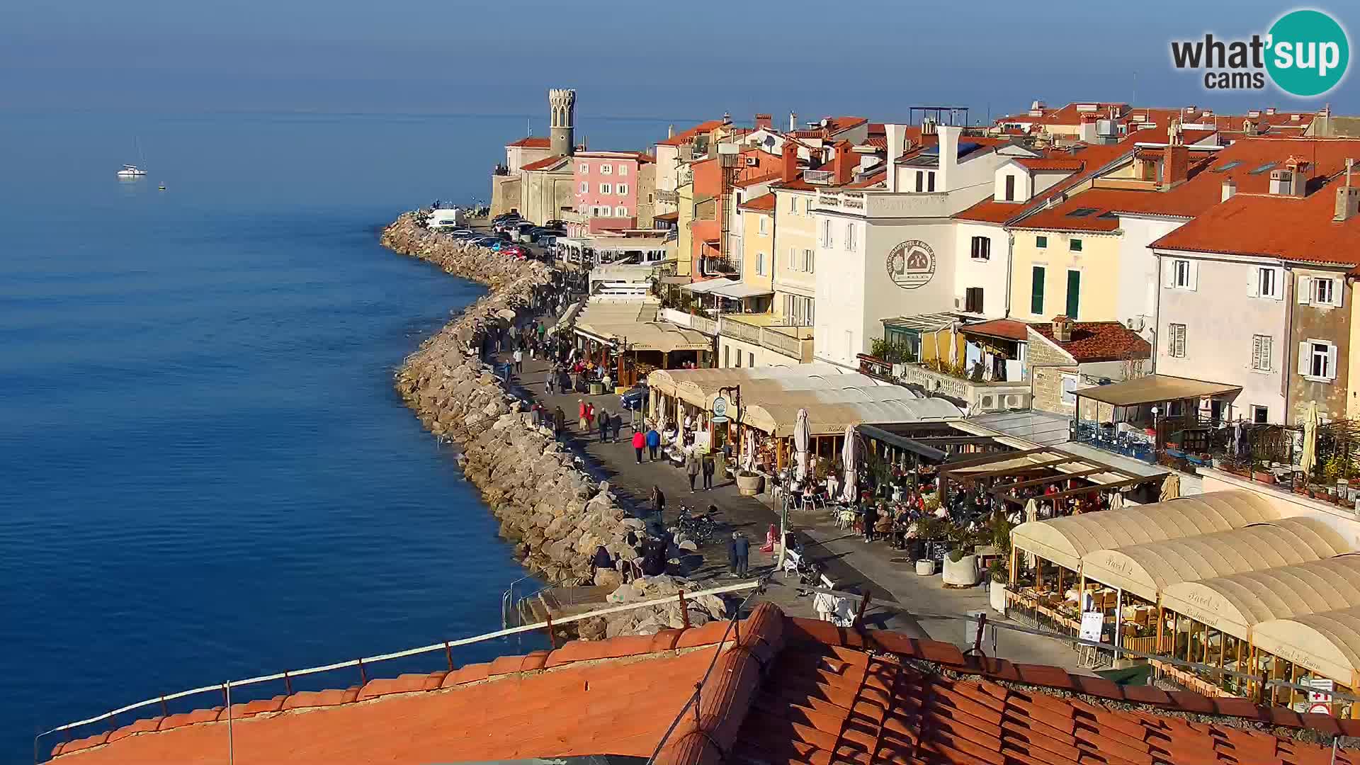 PIRAN Punta webcam | Seaside Promenade | Hotel Piran