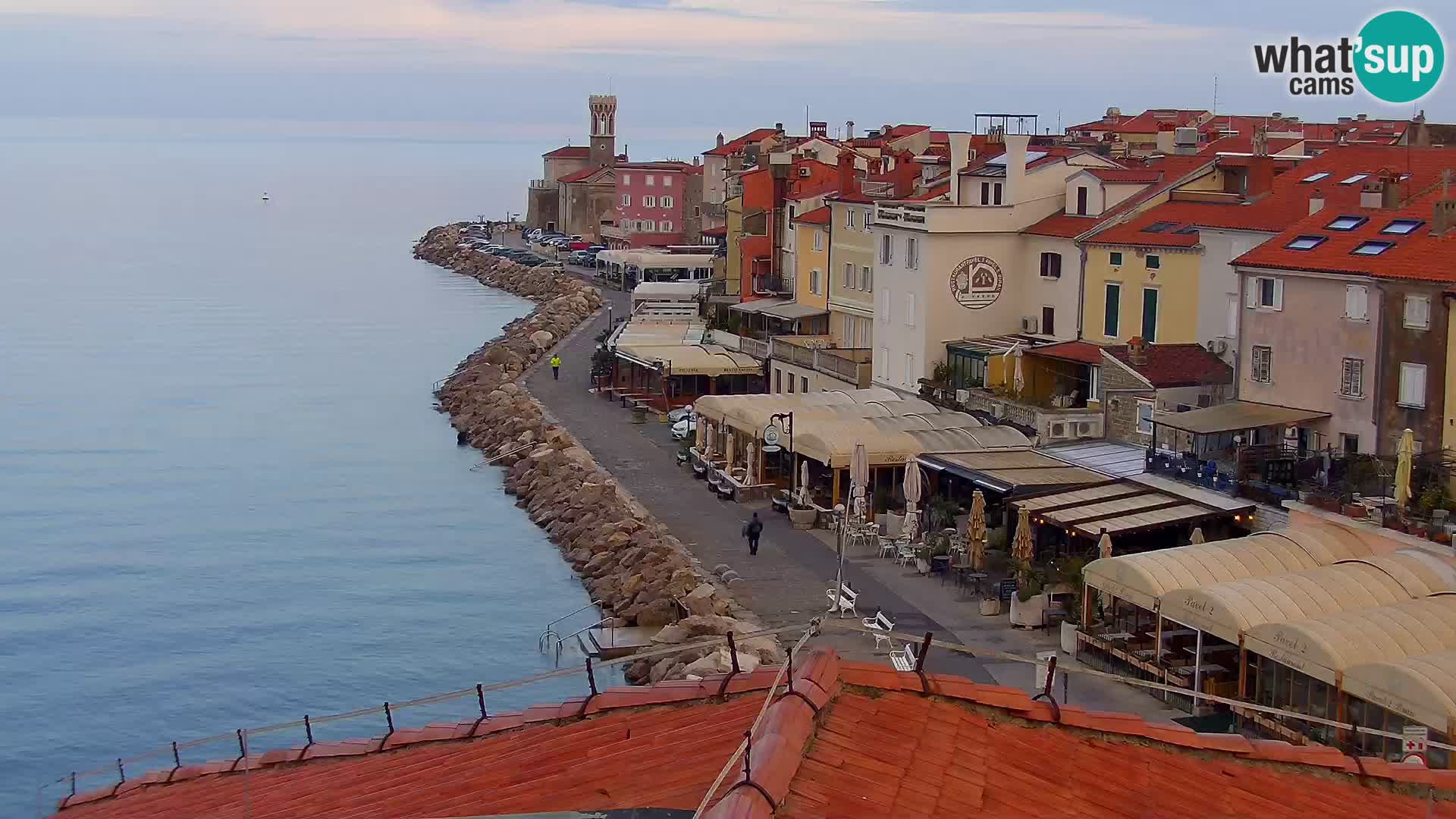 PIRAN Punta webcam | Seaside Promenade | Hotel Piran