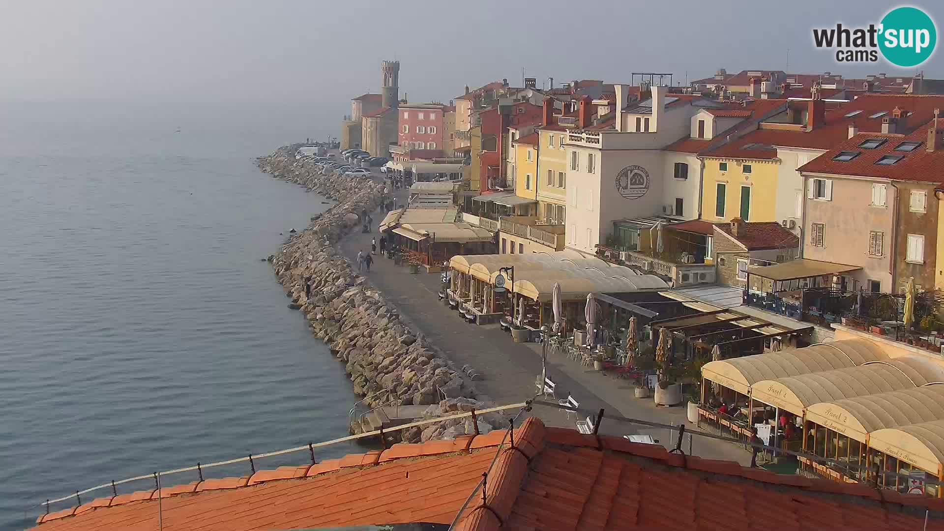 PIRAN Punta webcam | Seaside Promenade | Hotel Piran