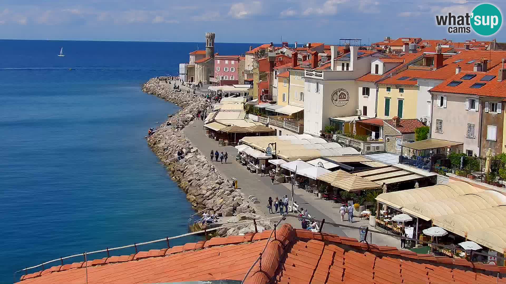 PIRAN Punta webcam | Seaside Promenade | Hotel Piran