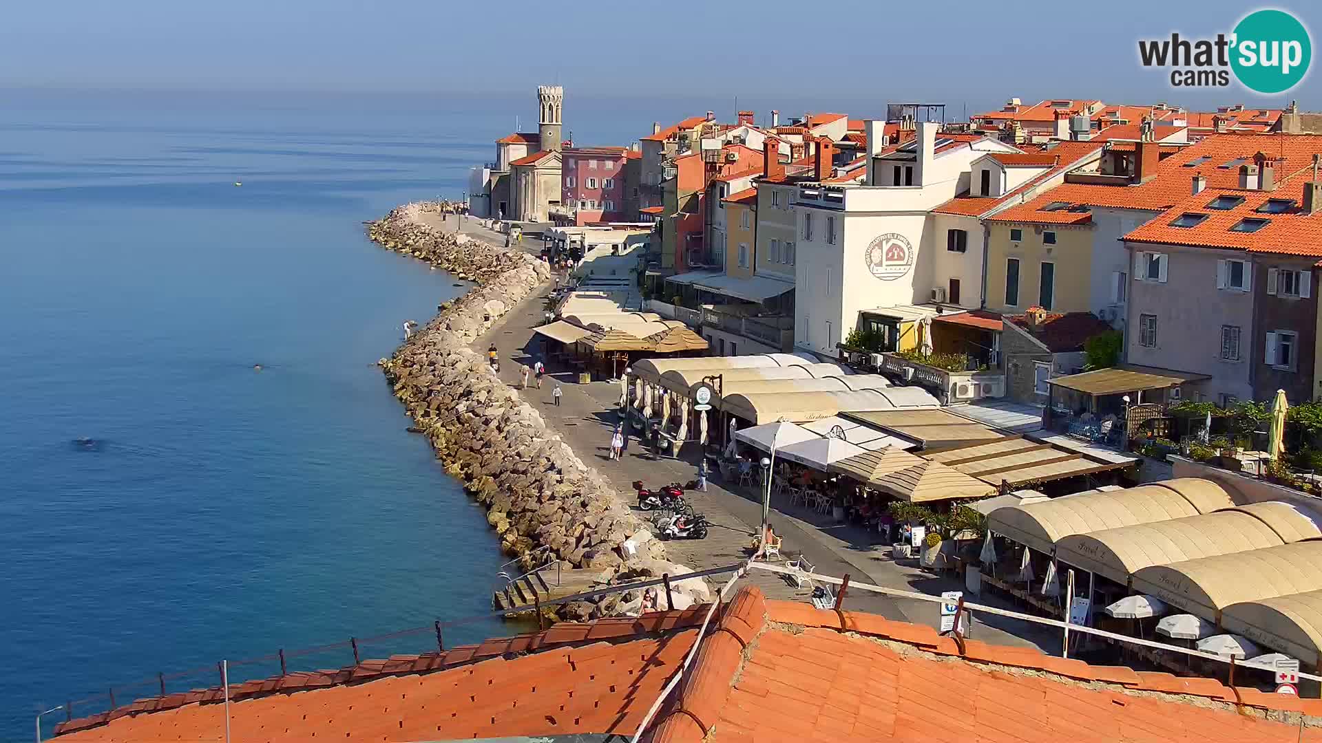 PIRAN Punta webcam | Seaside Promenade | Hotel Piran