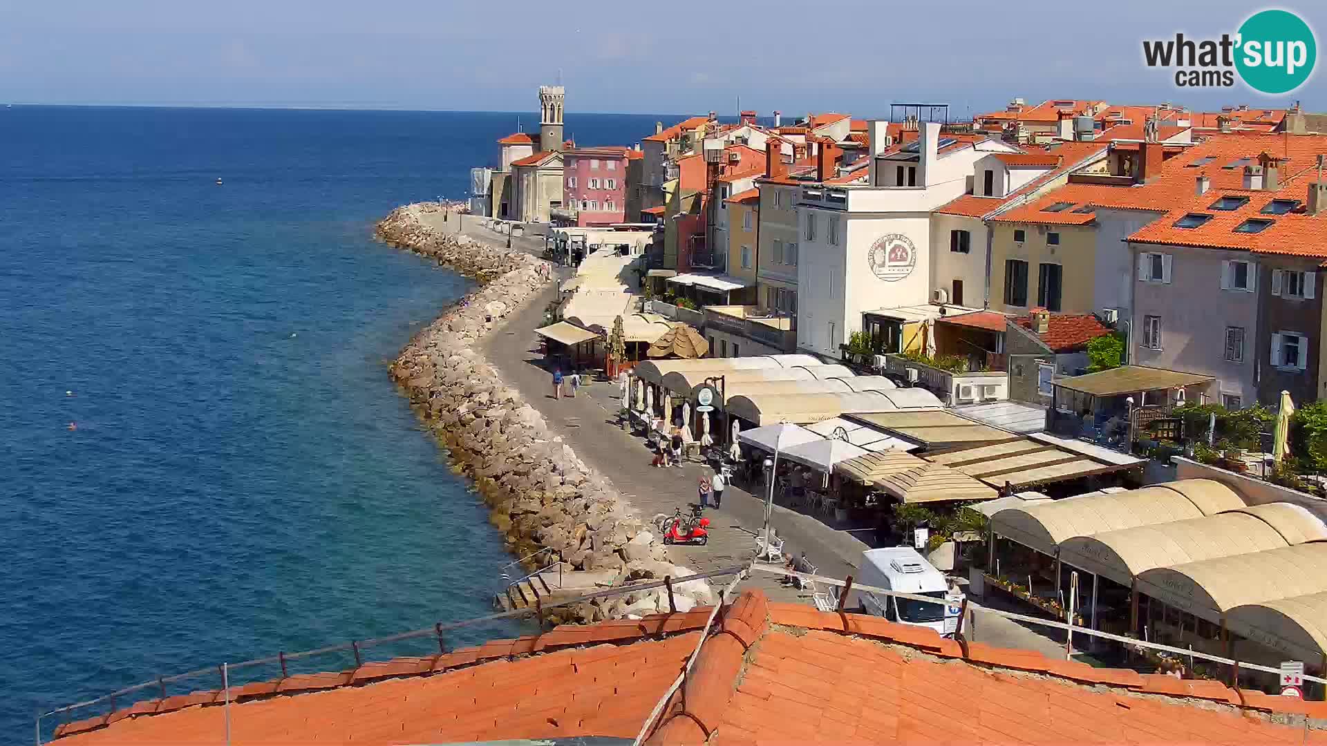 PIRAN Punta webcam | Seaside Promenade | Hotel Piran