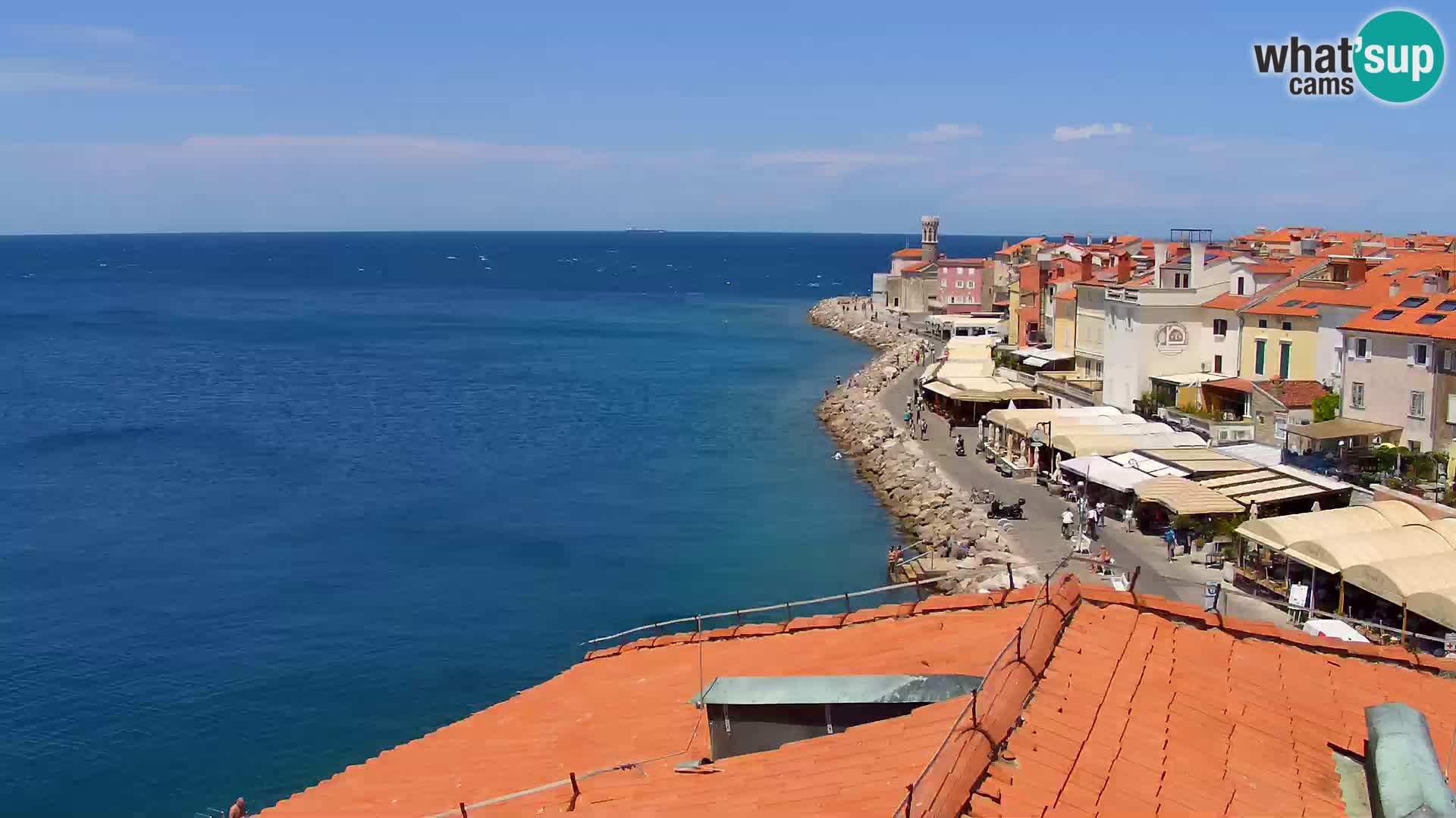 PIRAN Punta webcam | Seaside Promenade | Hotel Piran