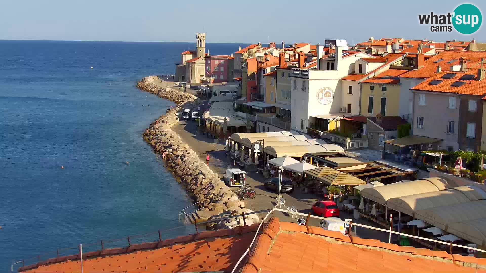 PIRAN Punta webcam | Seaside Promenade | Hotel Piran