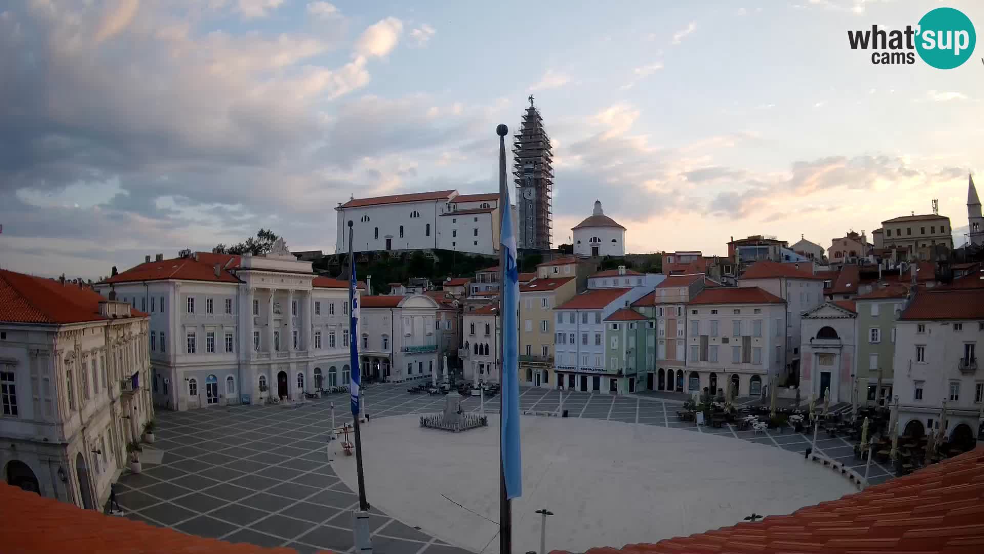 Webcam Piran Tartini square from “Mestna Kavarna”