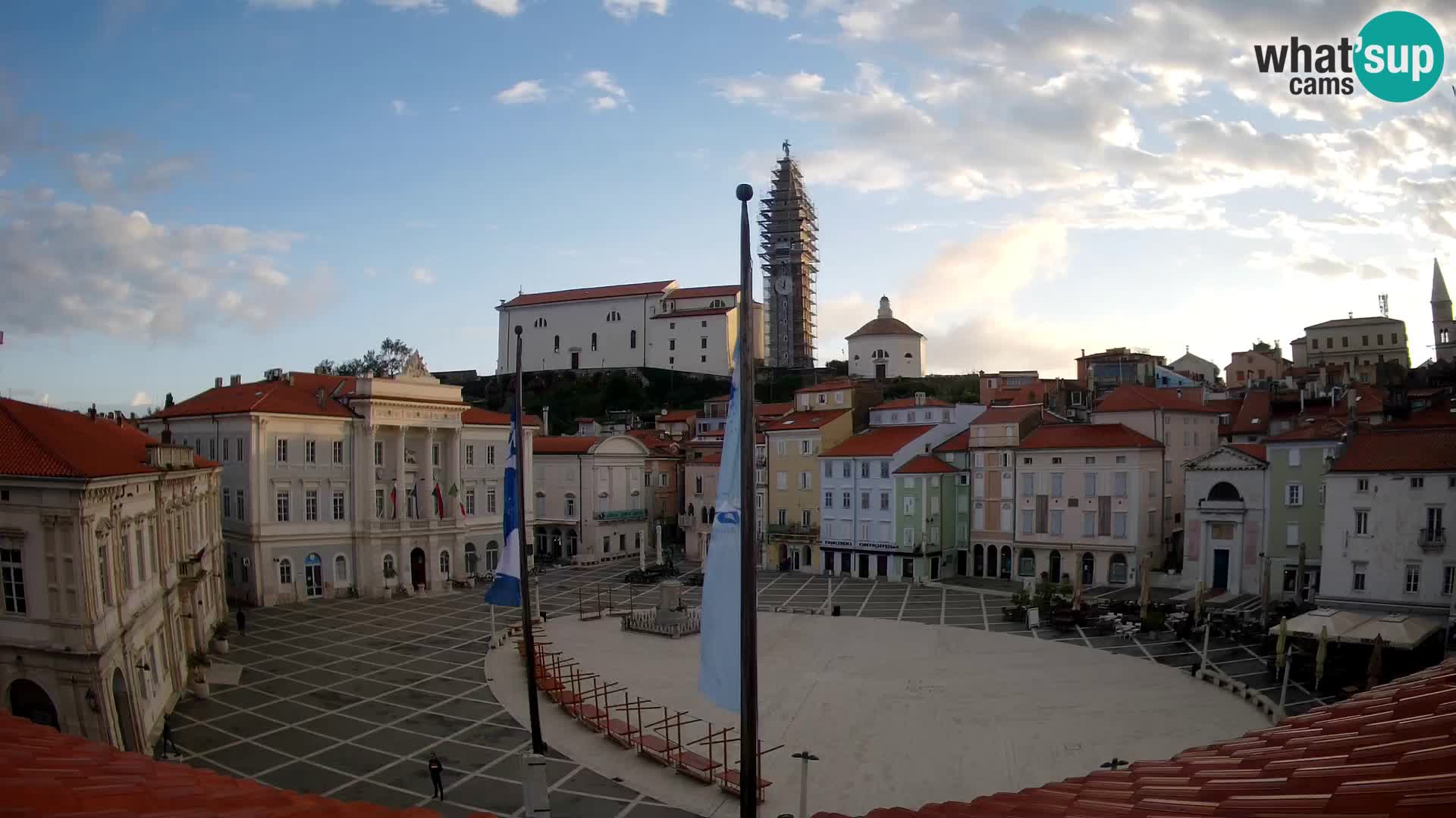 Webcam Piran Tartini square from “Mestna Kavarna”
