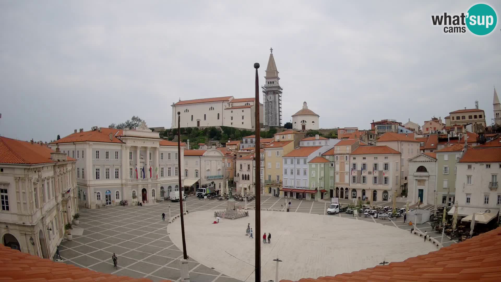 Webcam Piran Tartini square from “Mestna Kavarna”