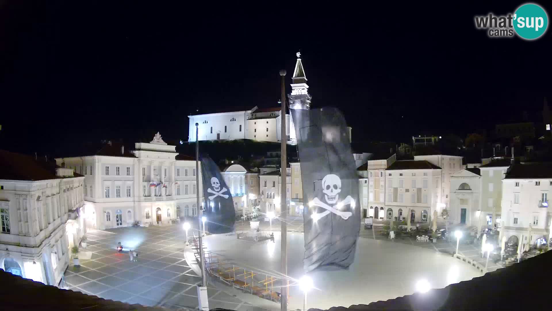 Webcam Piran Tartini square from “Mestna Kavarna”