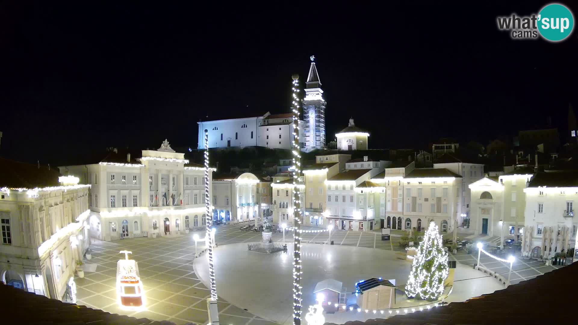 Webcam Piran Tartini square from “Mestna Kavarna”