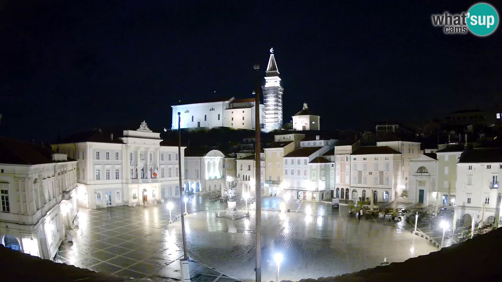 Webcam Piran Tartini square from “Mestna Kavarna”