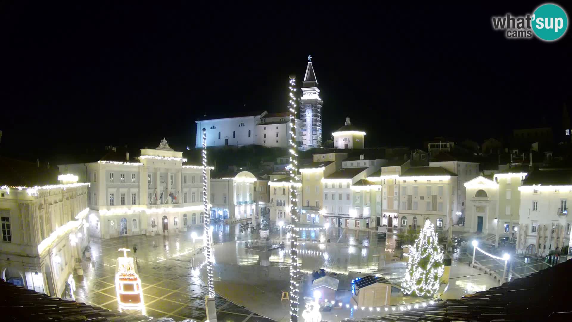 Webcam Piran Tartini square from “Mestna Kavarna”