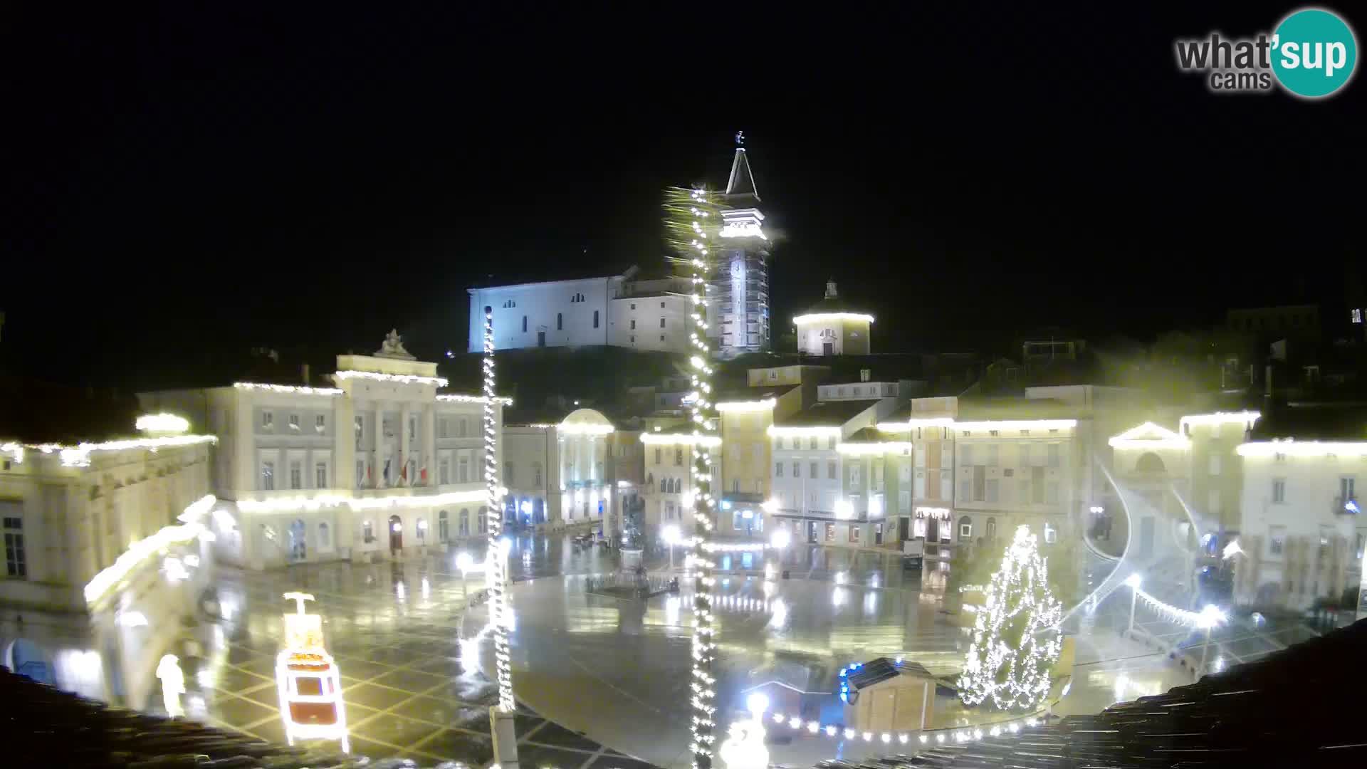 Webcam Piran Tartini square from “Mestna Kavarna”