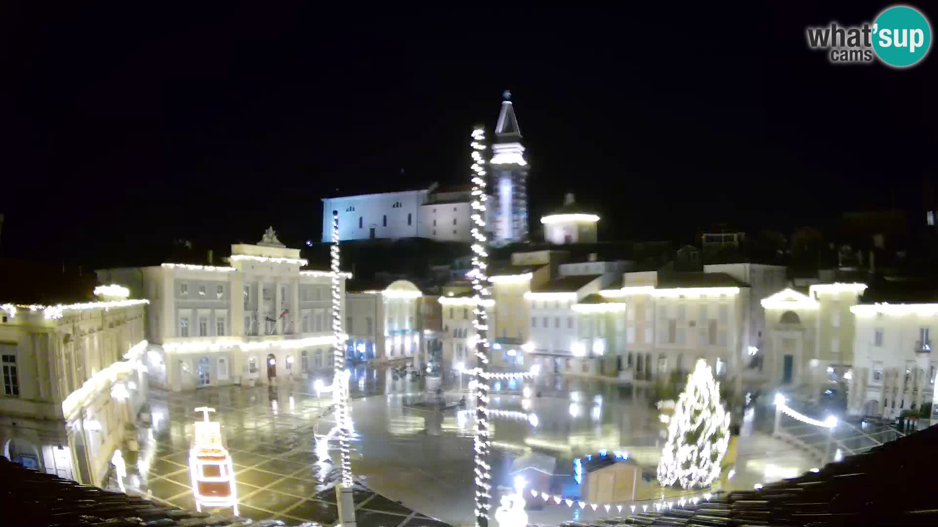 Webcam Piran Tartini square from “Mestna Kavarna”