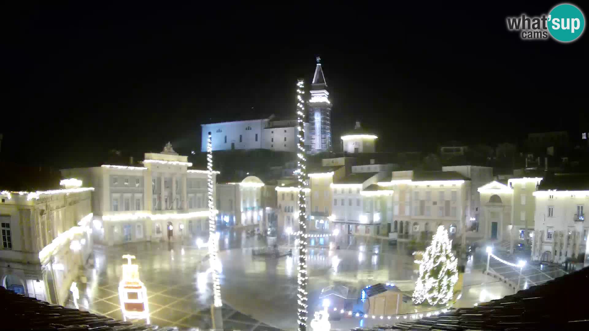 Webcam Piran Tartini square from “Mestna Kavarna”