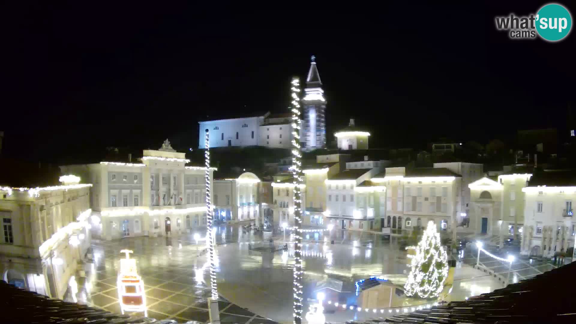 Webcam Piran Tartini square from “Mestna Kavarna”