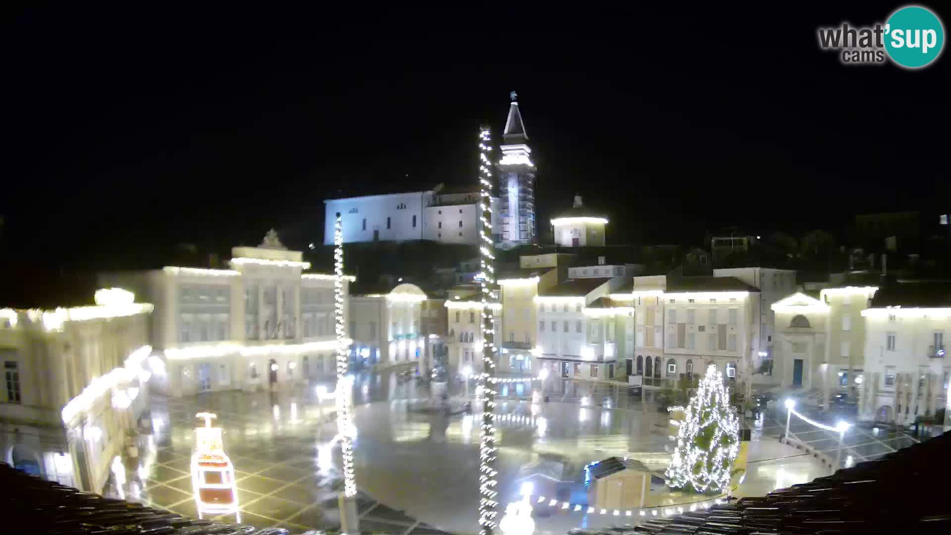 Webcam Piran Tartini square from “Mestna Kavarna”