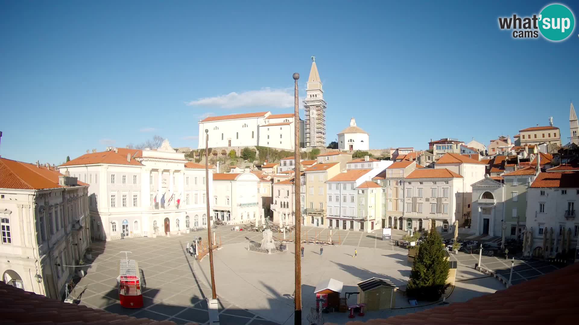 Webcam Piran Tartini square from “Mestna Kavarna”