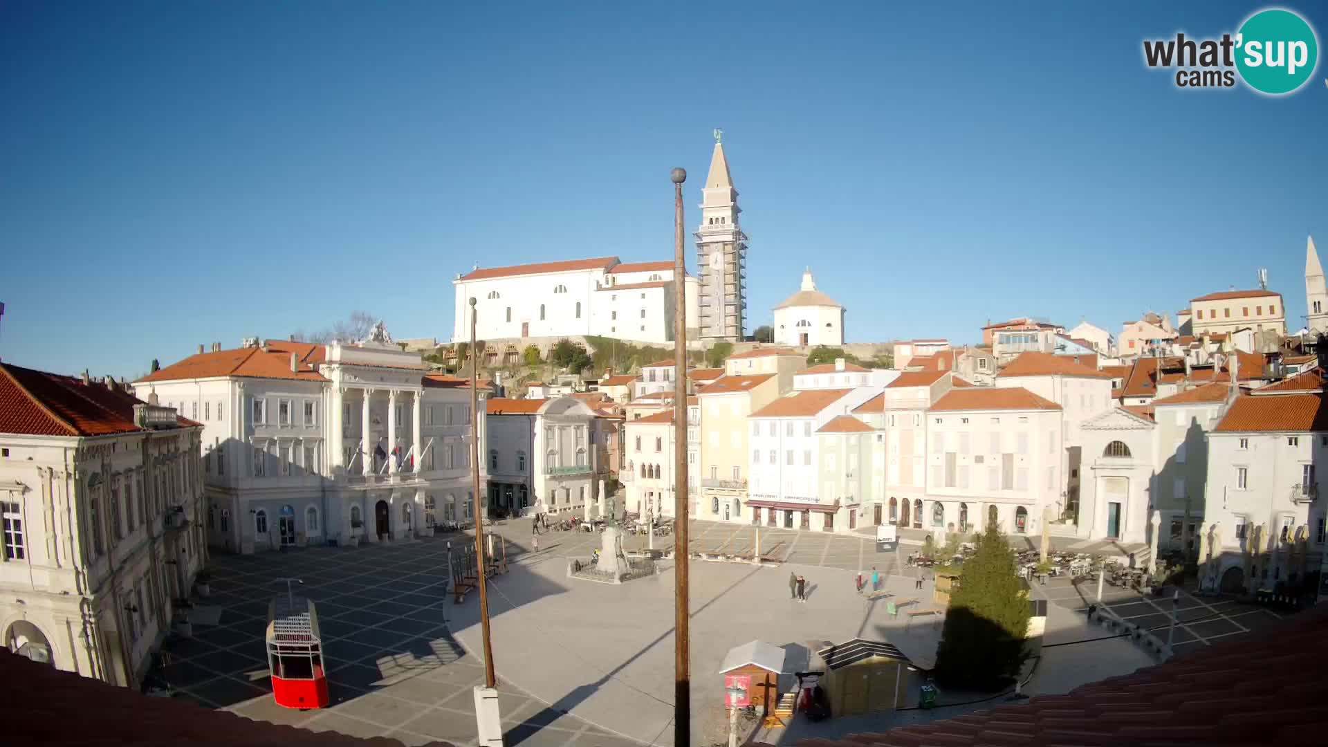 Webcam Piran Tartini square from “Mestna Kavarna”